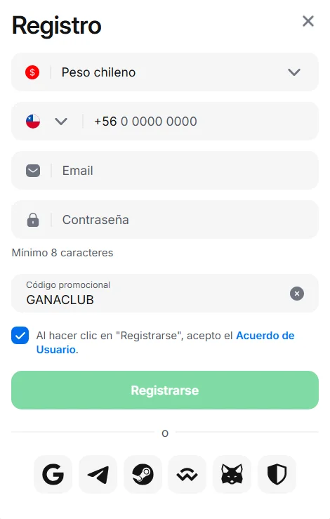 Bono 1win con el código GANACLUB aplicado en una cuenta real