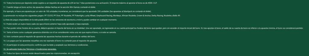 Términos y condiciones del bono de Betwinner verificados por GanaClub, requisito de apuesta x35