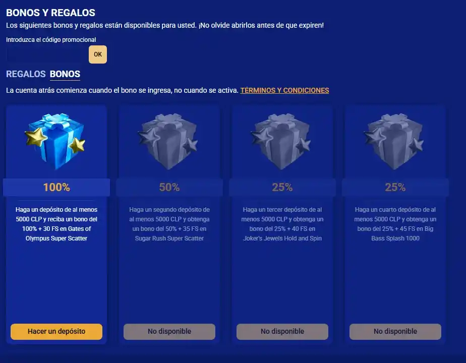 Panel de cuenta con el bono de bienvenida disponible en SapphireBet
