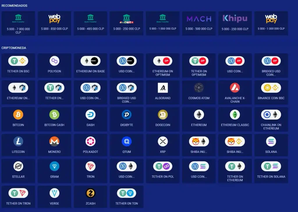 Métodos de pago para Chile en el cajero de SapphireBet: Webpay, MACH, Khipu y transferencia bancaria