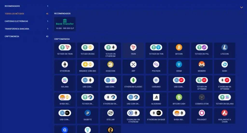 Métodos de retiro disponibles en el cajero de SapphireBet Chile